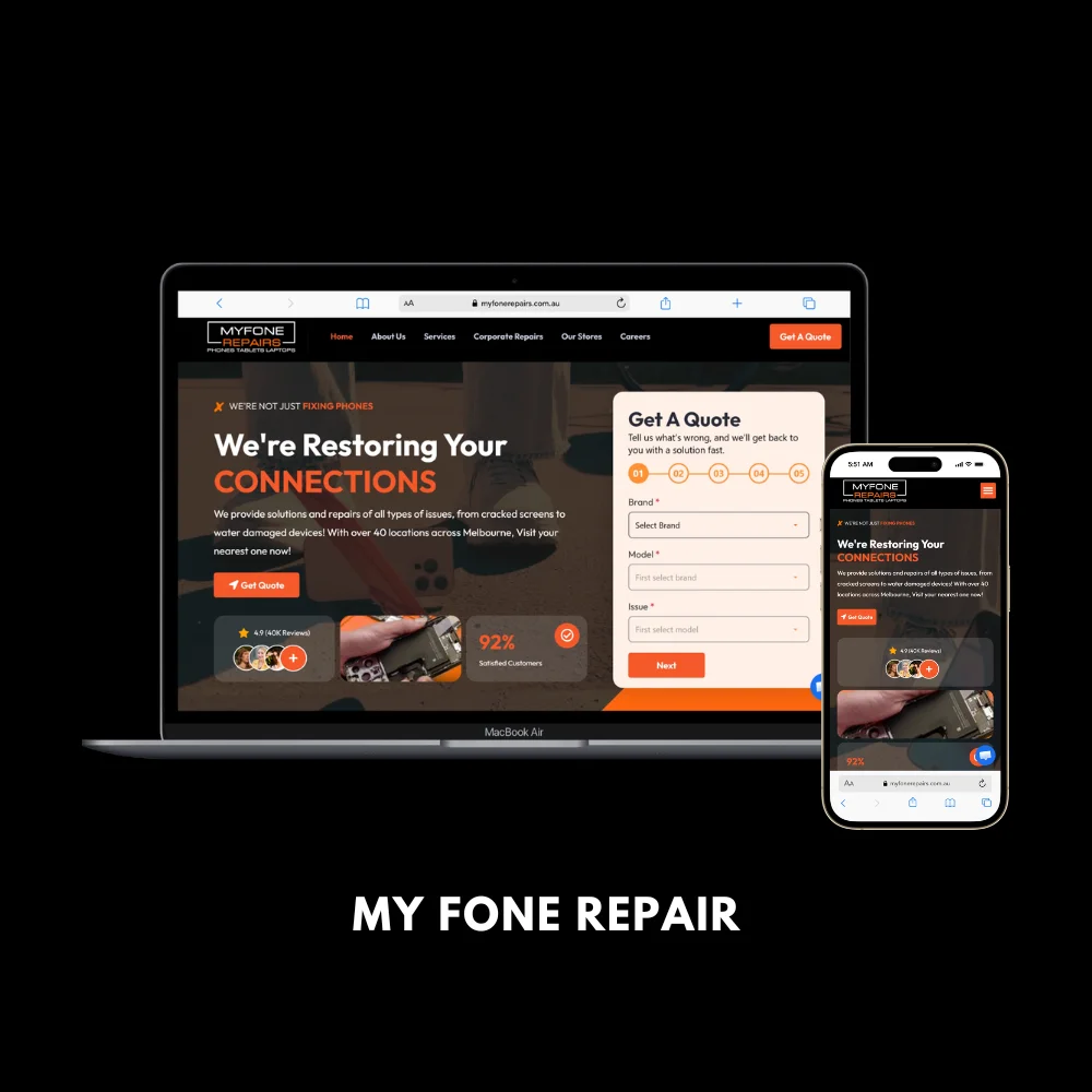 Homepage of a multi store phone repair business