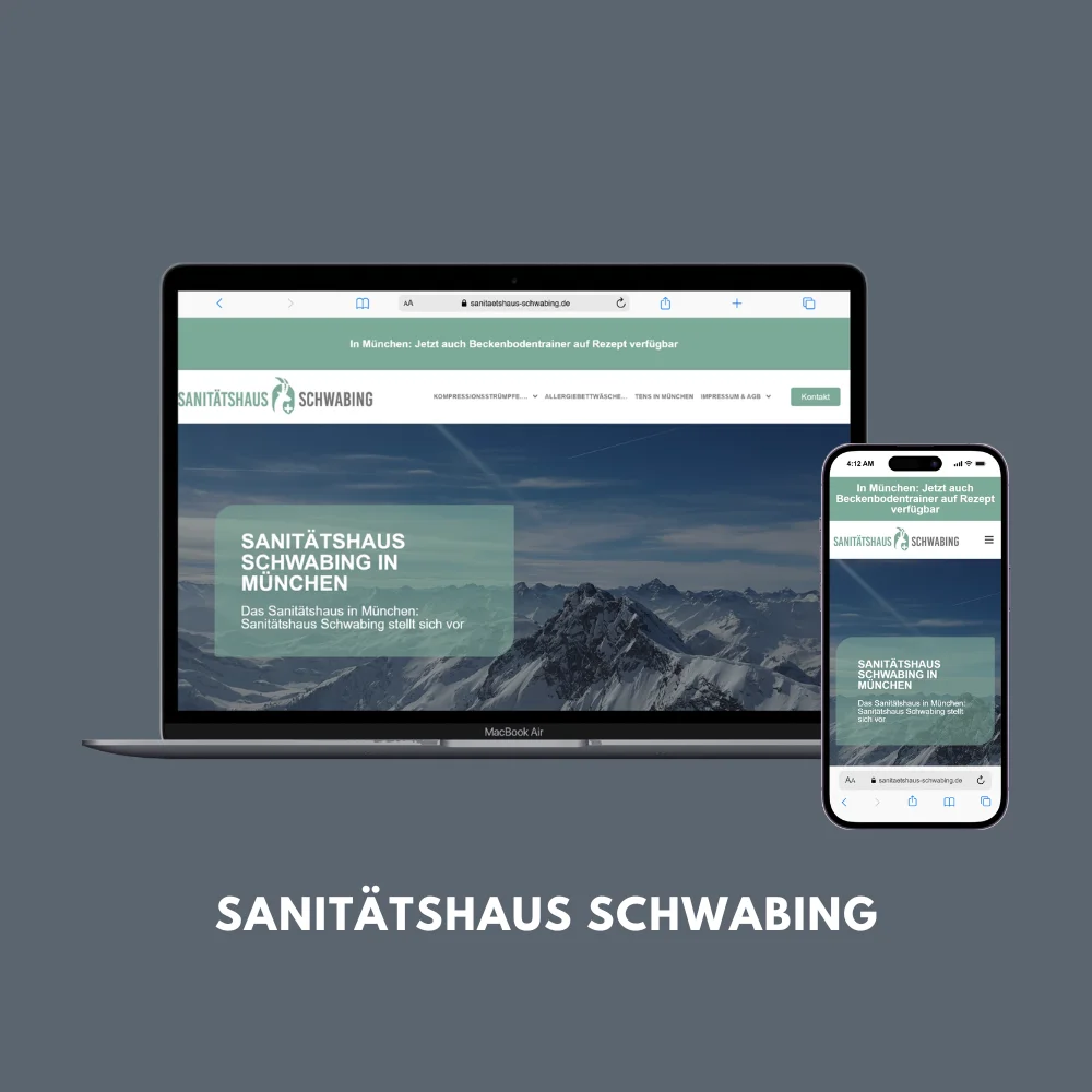 Homepage of a German medical supply retailer