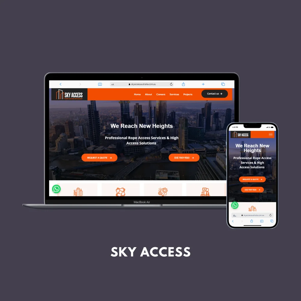 Website design shown on a laptop and phone