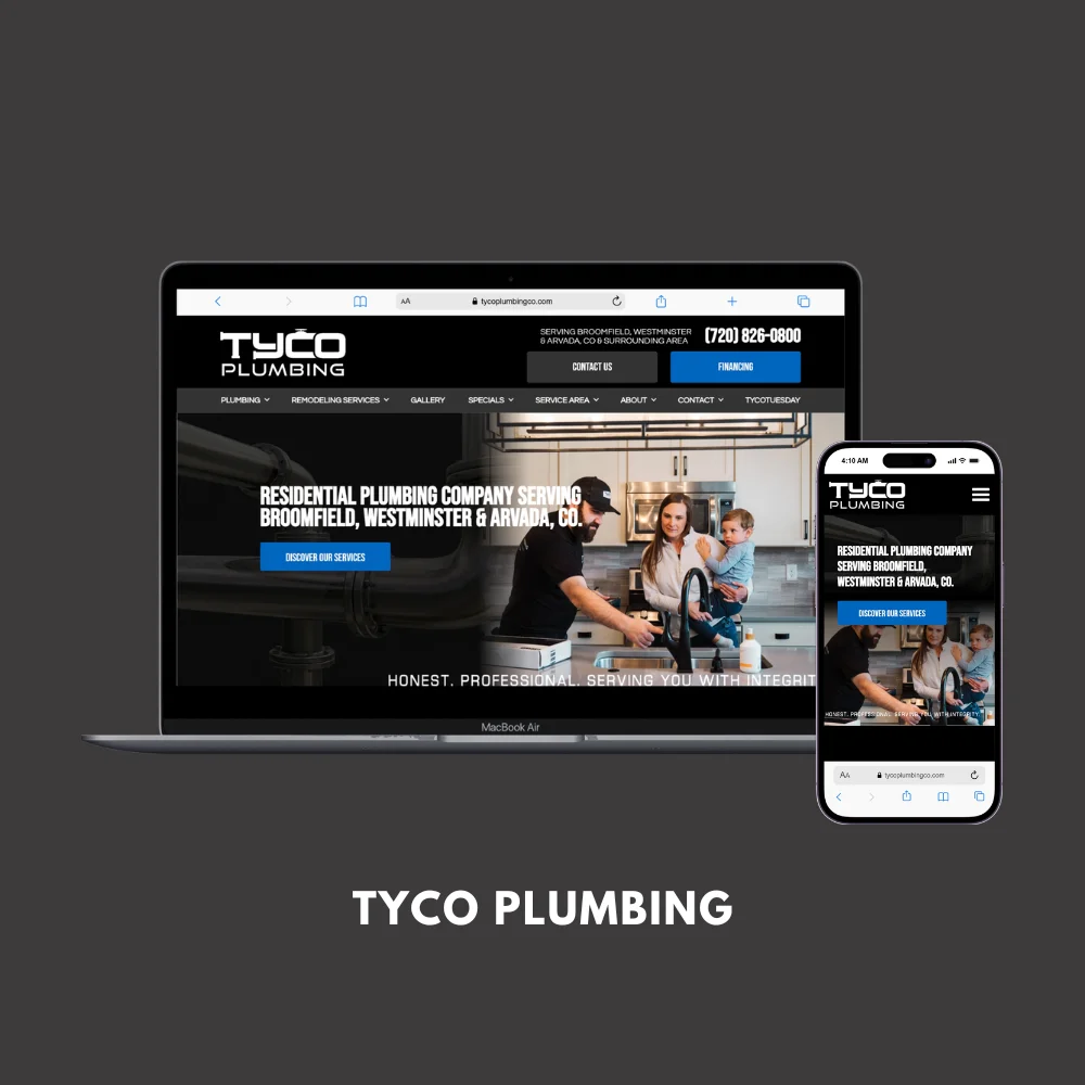 Homepage of a residential plumbing company website