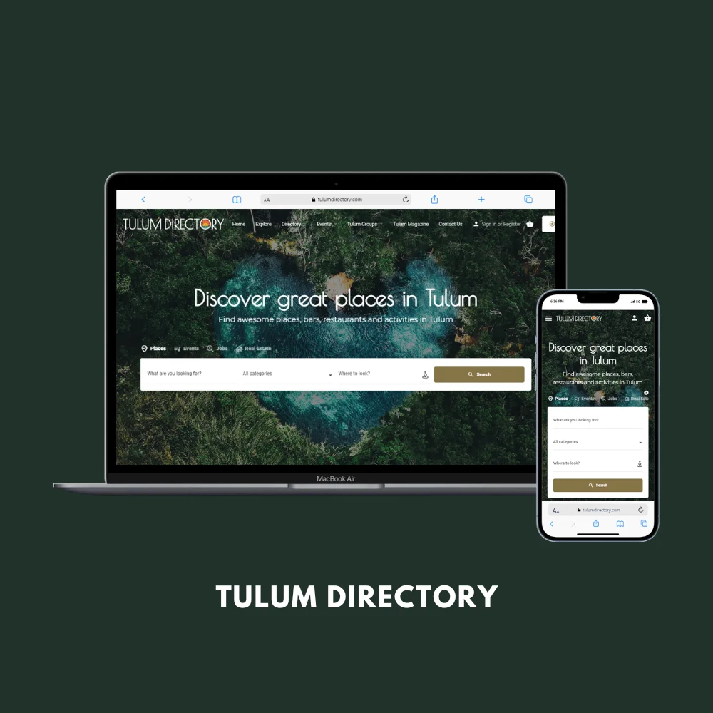 Website design shown on a laptop and phone